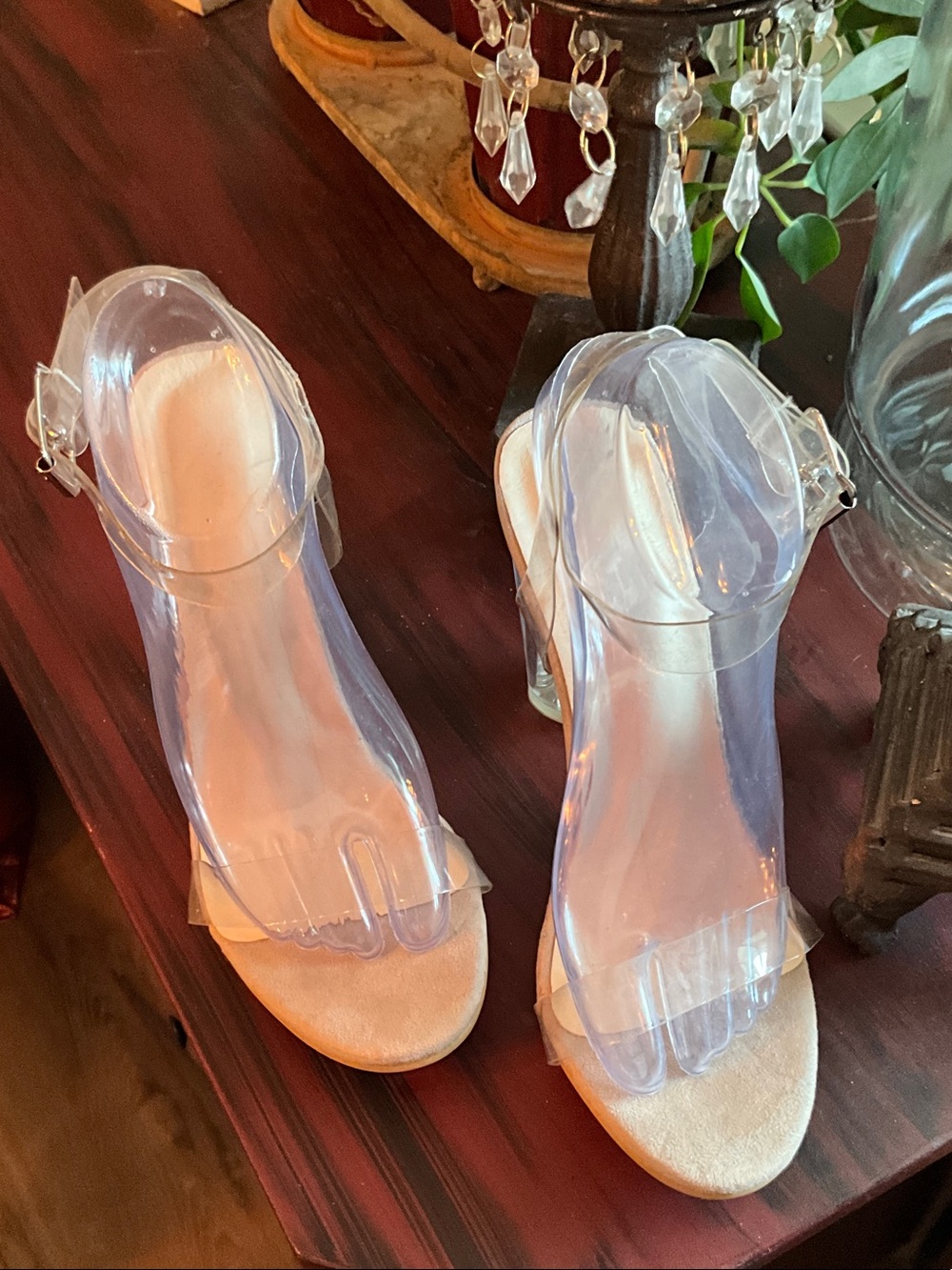 Clear PVC Block Heel Sandals - Transparent - Picture 2 of 7